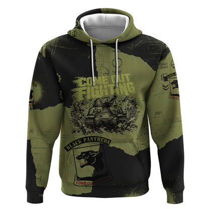 761st Tank Battalion Original Black Panthers Hoodie Come Out Fighting - Sherman Tank Military - Distressed Scratch