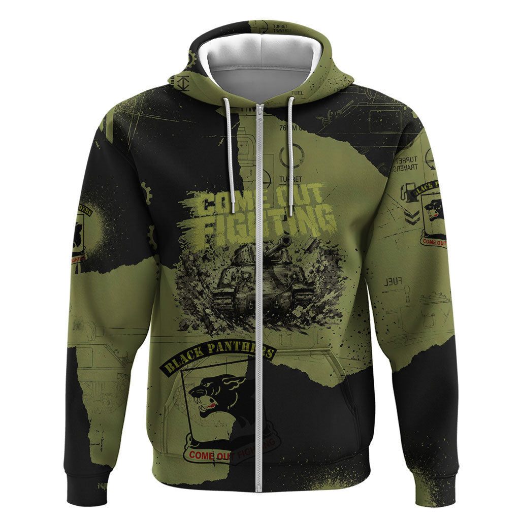 761st Tank Battalion Original Black Panthers Hoodie Come Out Fighting - Sherman Tank Military - Distressed Scratch