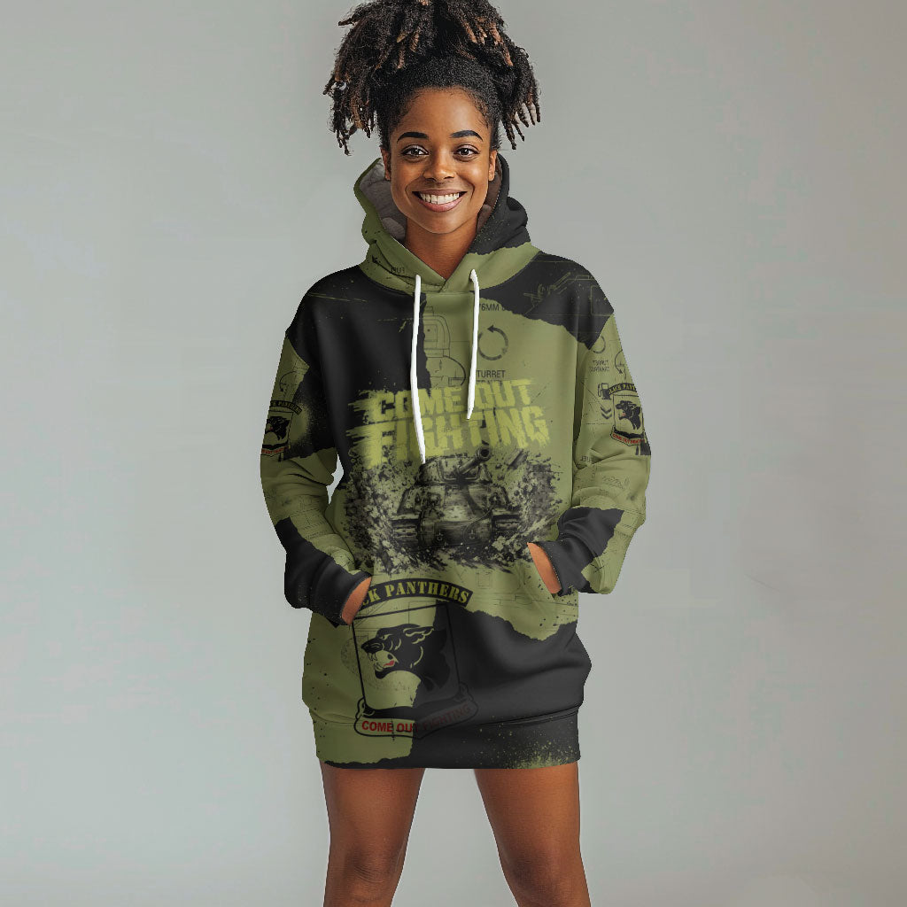 761st Tank Battalion Original Black Panthers Hoodie Dress Come Out Fighting - Sherman Tank Military - Distressed Scratch