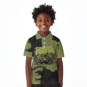 761st Tank Battalion Original Black Panthers Kid Polo Shirt Come Out Fighting - Sherman Tank Military - Distressed Scratch