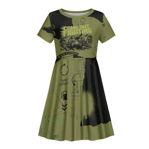 761st Tank Battalion Original Black Panthers Kid Short Sleeve Dress Come Out Fighting - Sherman Tank Military - Distressed Scratch