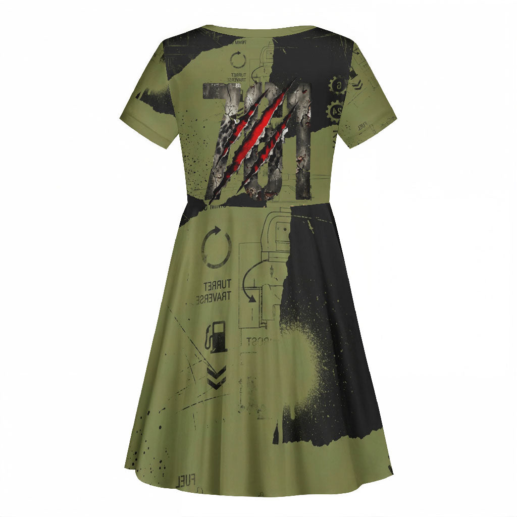 761st Tank Battalion Original Black Panthers Kid Short Sleeve Dress Come Out Fighting - Sherman Tank Military - Distressed Scratch