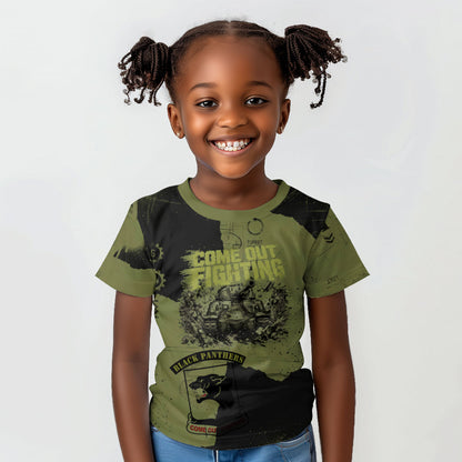 761st Tank Battalion Original Black Panthers Kid T shirt Come Out Fighting - Sherman Tank Military - Distressed Scratch