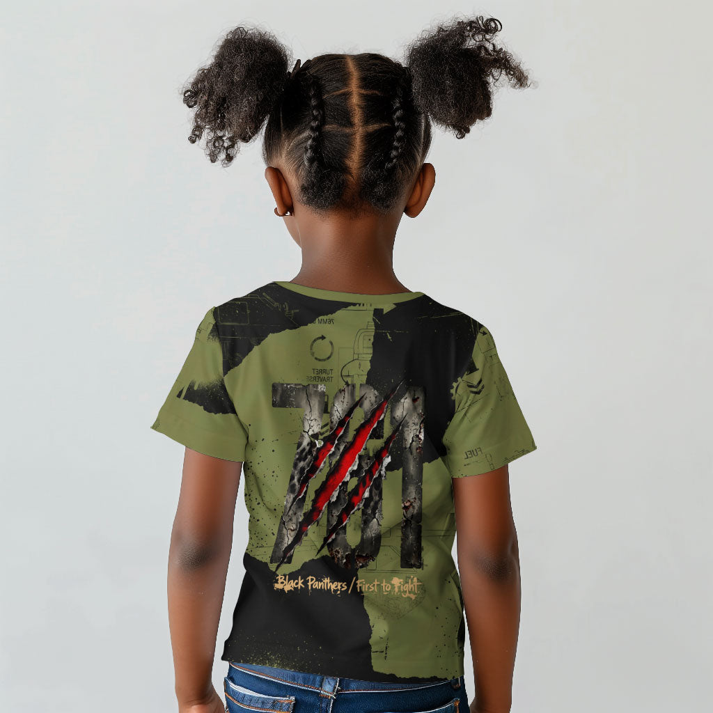 761st Tank Battalion Original Black Panthers Kid T shirt Come Out Fighting - Sherman Tank Military - Distressed Scratch