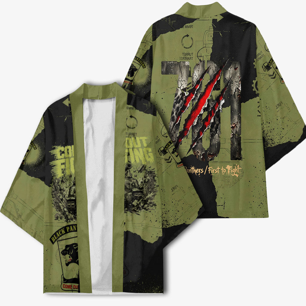 761st Tank Battalion Original Black Panthers Kimono Come Out Fighting - Sherman Tank Military - Distressed Scratch