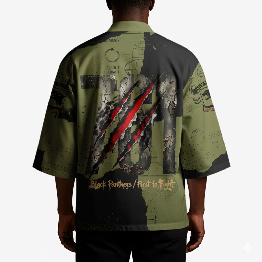 761st Tank Battalion Original Black Panthers Kimono Come Out Fighting - Sherman Tank Military - Distressed Scratch