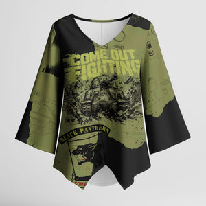 761st Tank Battalion Original Black Panthers Kimono Sleeve Blouse Come Out Fighting - Sherman Tank Military - Distressed Scratch