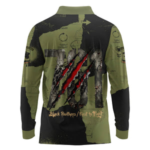 761st Tank Battalion Original Black Panthers Long Sleeve Polo Shirt Come Out Fighting - Sherman Tank Military - Distressed Scratch