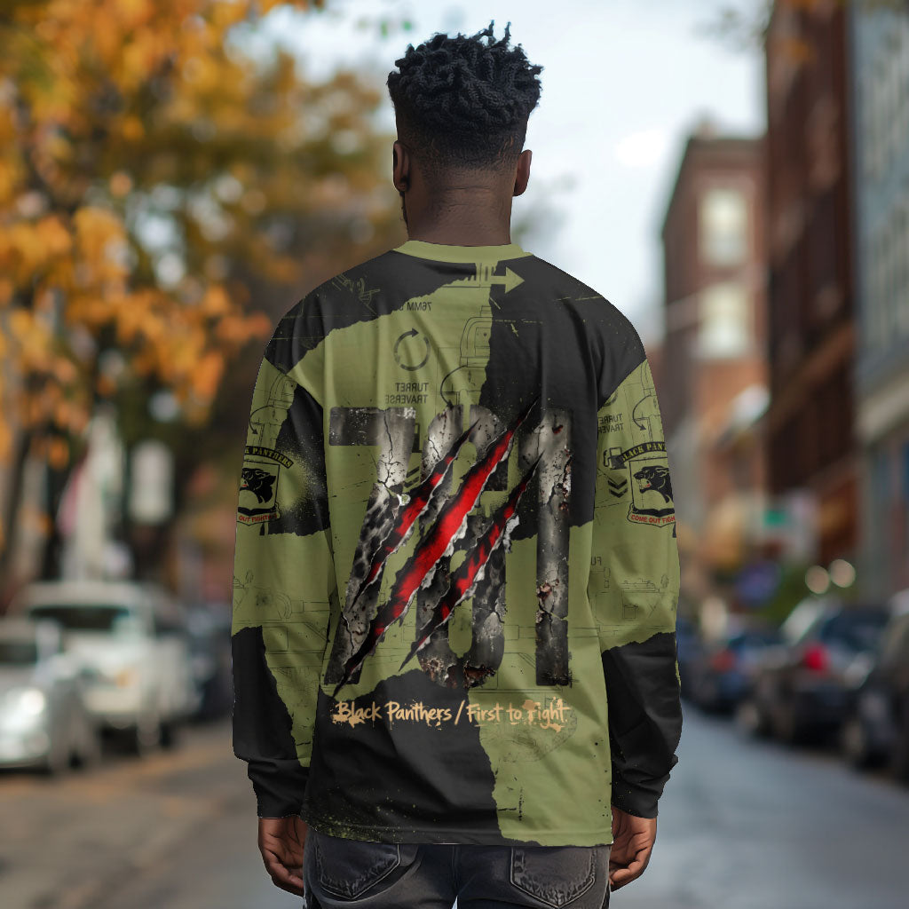 761st Tank Battalion Original Black Panthers Long Sleeve Shirt Come Out Fighting - Sherman Tank Military - Distressed Scratch