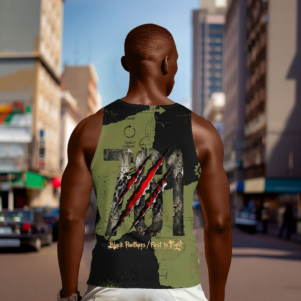 761st Tank Battalion Original Black Panthers Men Tank Top Come Out Fighting - Sherman Tank Military - Distressed Scratch
