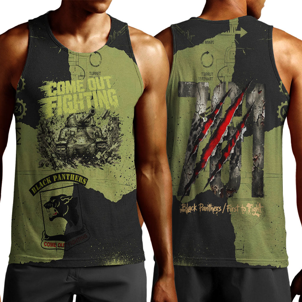 761st Tank Battalion Original Black Panthers Men Tank Top Come Out Fighting - Sherman Tank Military - Distressed Scratch