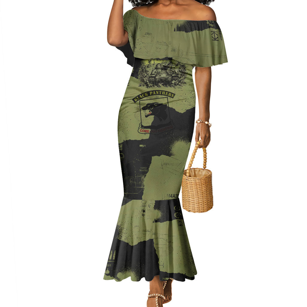 761st Tank Battalion Original Black Panthers Mermaid Dress Come Out Fighting - Sherman Tank Military - Distressed Scratch