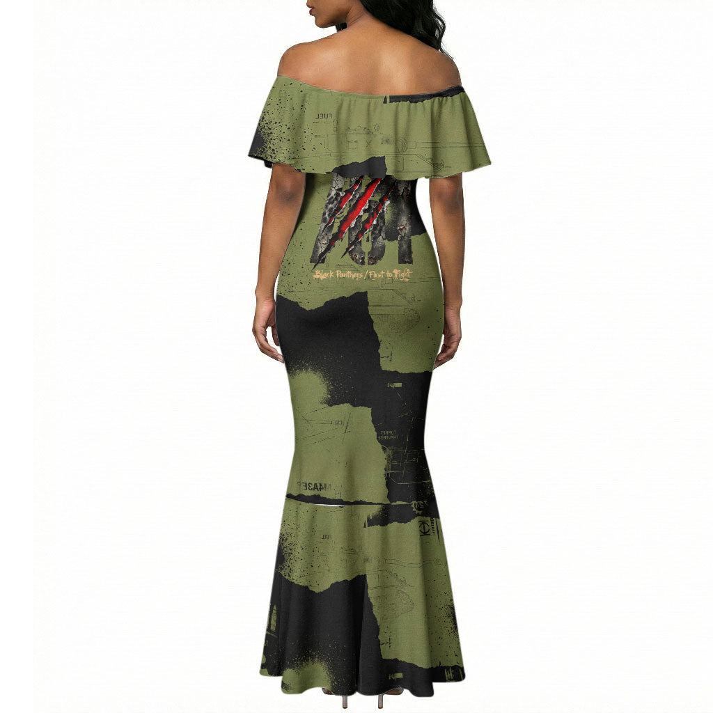 761st Tank Battalion Original Black Panthers Mermaid Dress Come Out Fighting - Sherman Tank Military - Distressed Scratch