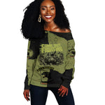 761st Tank Battalion Original Black Panthers Off Shoulder Sweater Come Out Fighting - Sherman Tank Military - Distressed Scratch