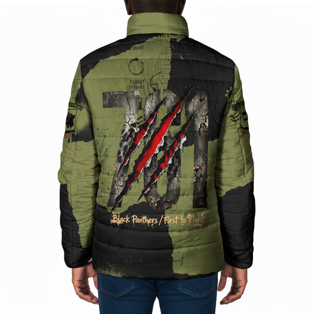 761st Tank Battalion Original Black Panthers Padded Jacket Come Out Fighting - Sherman Tank Military - Distressed Scratch