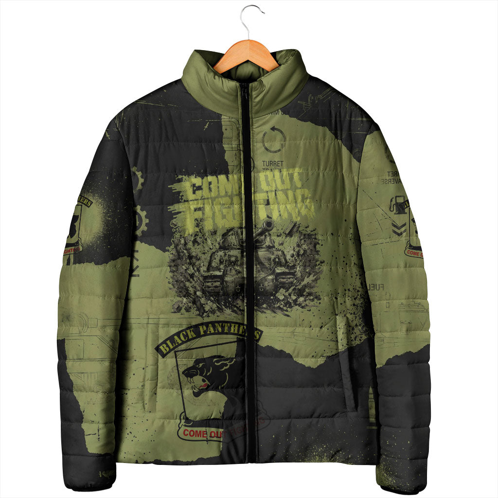 761st Tank Battalion Original Black Panthers Padded Jacket Come Out Fighting - Sherman Tank Military - Distressed Scratch