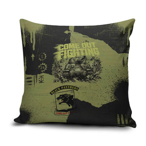 761st Tank Battalion Original Black Panthers Pillow Cover Come Out Fighting - Sherman Tank Military - Distressed Scratch
