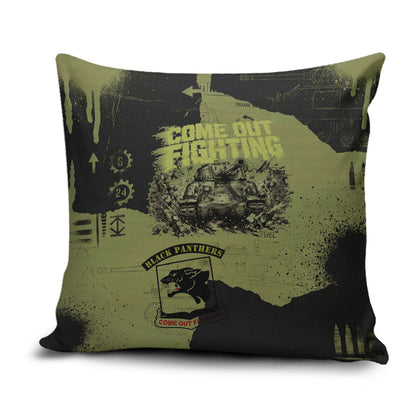 761st Tank Battalion Original Black Panthers Pillow Cover Come Out Fighting - Sherman Tank Military - Distressed Scratch