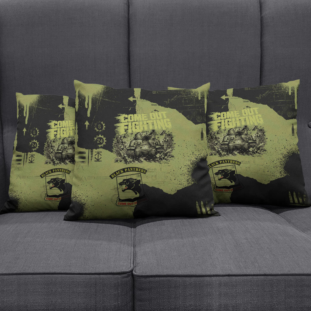 761st Tank Battalion Original Black Panthers Pillow Cover Come Out Fighting - Sherman Tank Military - Distressed Scratch