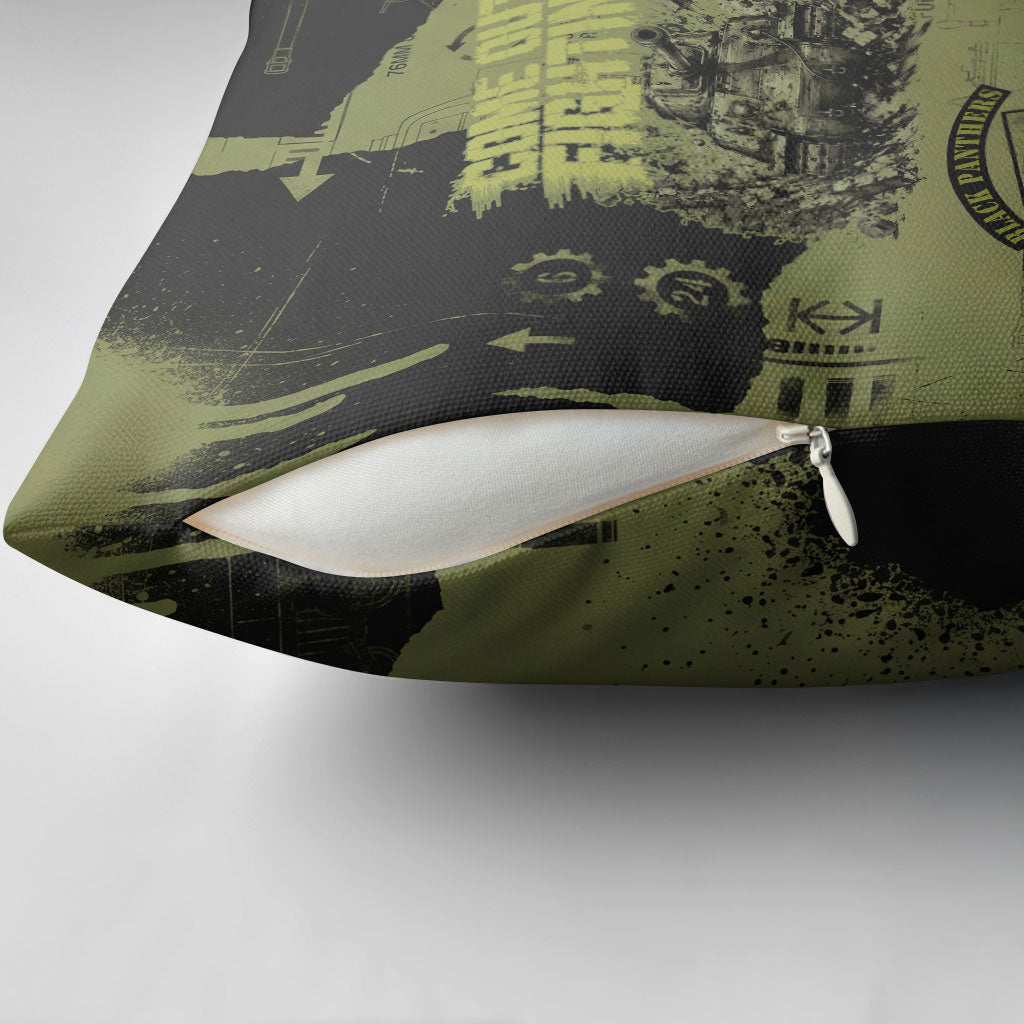 761st Tank Battalion Original Black Panthers Pillow Cover Come Out Fighting - Sherman Tank Military - Distressed Scratch