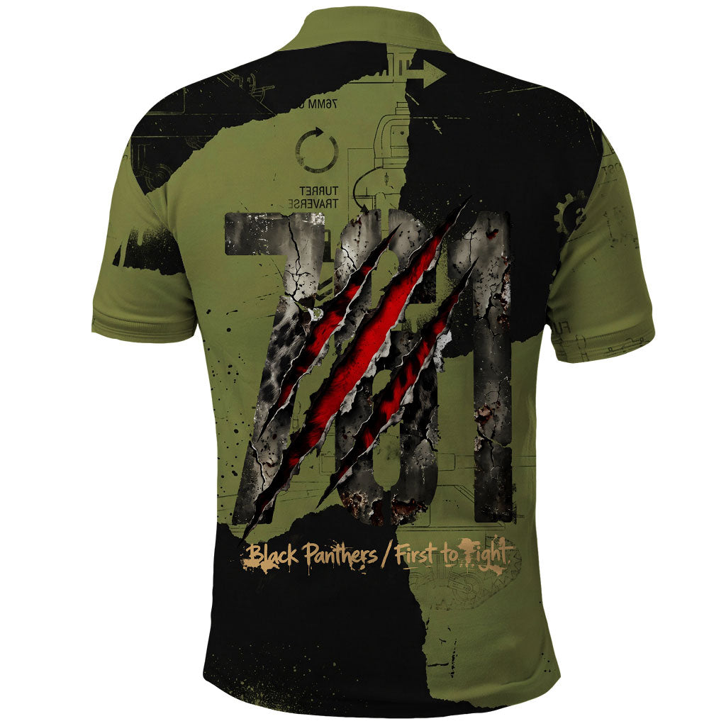 761st Tank Battalion Original Black Panthers Polo Shirt Come Out Fighting - Sherman Tank Military - Distressed Scratch
