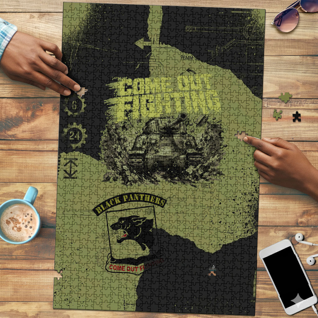 761st Tank Battalion Original Black Panthers Puzzle Come Out Fighting - Sherman Tank Military - Distressed Scratch