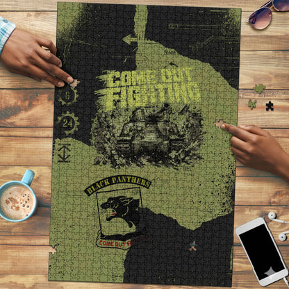 761st Tank Battalion Original Black Panthers Puzzle Come Out Fighting - Sherman Tank Military - Distressed Scratch