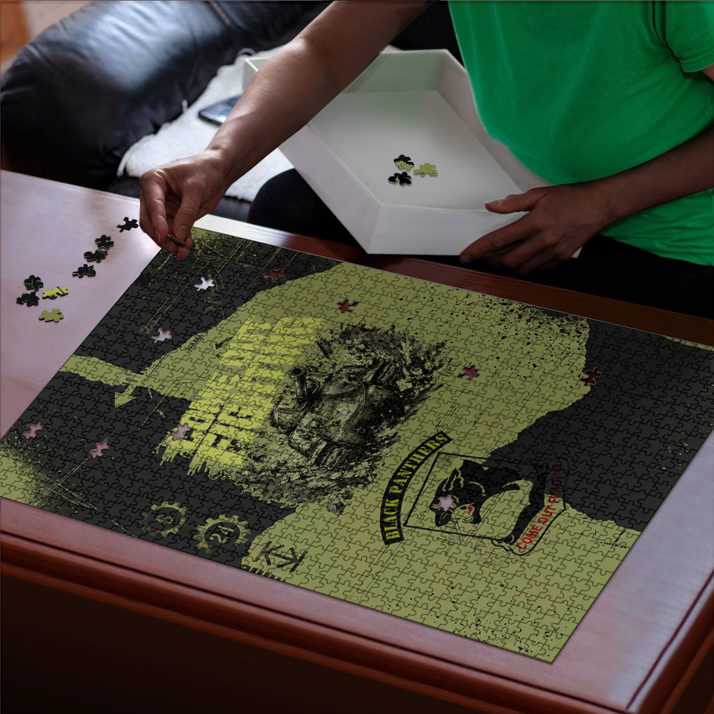 761st Tank Battalion Original Black Panthers Puzzle Come Out Fighting - Sherman Tank Military - Distressed Scratch