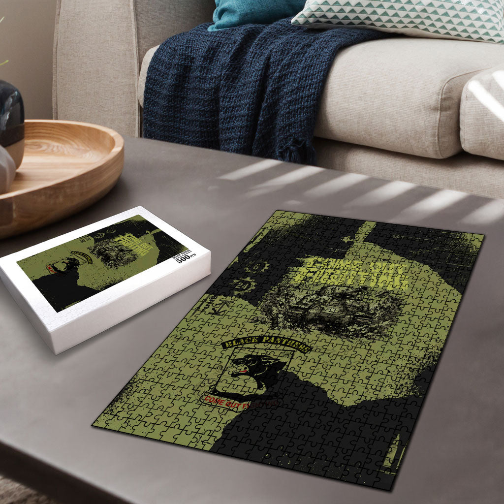761st Tank Battalion Original Black Panthers Puzzle Come Out Fighting - Sherman Tank Military - Distressed Scratch