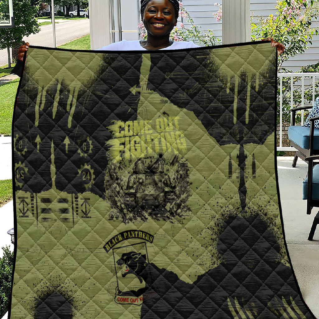 761st Tank Battalion Original Black Panthers Quilt Come Out Fighting - Sherman Tank Military - Distressed Scratch