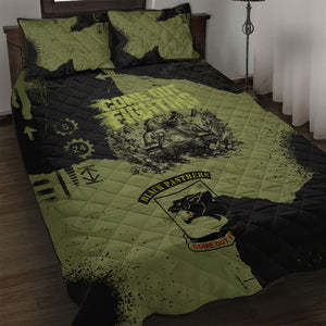 761st Tank Battalion Original Black Panthers Quilt Bed Set Come Out Fighting - Sherman Tank Military - Distressed Scratch