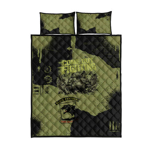 761st Tank Battalion Original Black Panthers Quilt Bed Set Come Out Fighting - Sherman Tank Military - Distressed Scratch