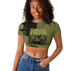 761st Tank Battalion Original Black Panthers Raglan Cropped T shirt Come Out Fighting - Sherman Tank Military - Distressed Scratch