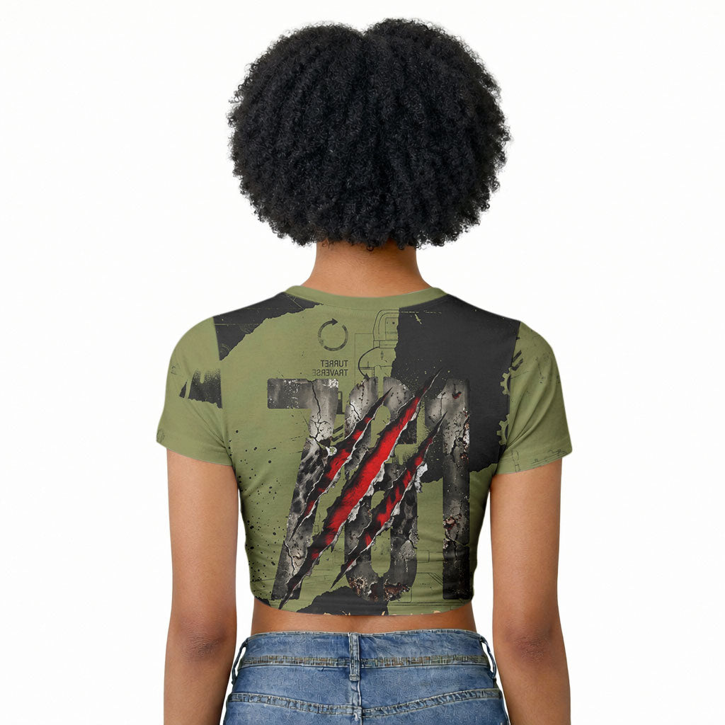 761st Tank Battalion Original Black Panthers Raglan Cropped T shirt Come Out Fighting - Sherman Tank Military - Distressed Scratch