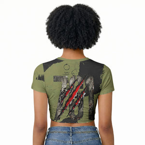 761st Tank Battalion Original Black Panthers Raglan Cropped T shirt Come Out Fighting - Sherman Tank Military - Distressed Scratch