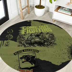 761st Tank Battalion Original Black Panthers Round Carpet Come Out Fighting - Sherman Tank Military - Distressed Scratch
