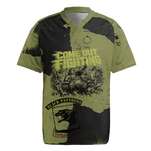 761st Tank Battalion Original Black Panthers Rugby Jersey Come Out Fighting - Sherman Tank Military - Distressed Scratch