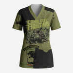 761st Tank Battalion Original Black Panthers Scrub Top Come Out Fighting - Sherman Tank Military - Distressed Scratch