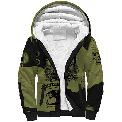 761st Tank Battalion Original Black Panthers Sherpa Hoodie Come Out Fighting - Sherman Tank Military - Distressed Scratch