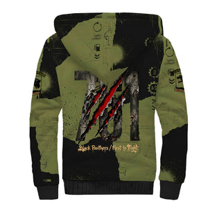 761st Tank Battalion Original Black Panthers Sherpa Hoodie Come Out Fighting - Sherman Tank Military - Distressed Scratch