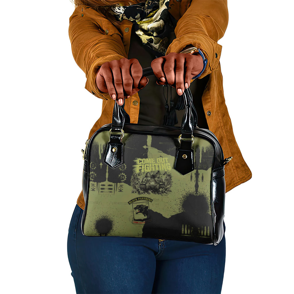 761st Tank Battalion Original Black Panthers Shoulder Handbag Come Out Fighting - Sherman Tank Military - Distressed Scratch