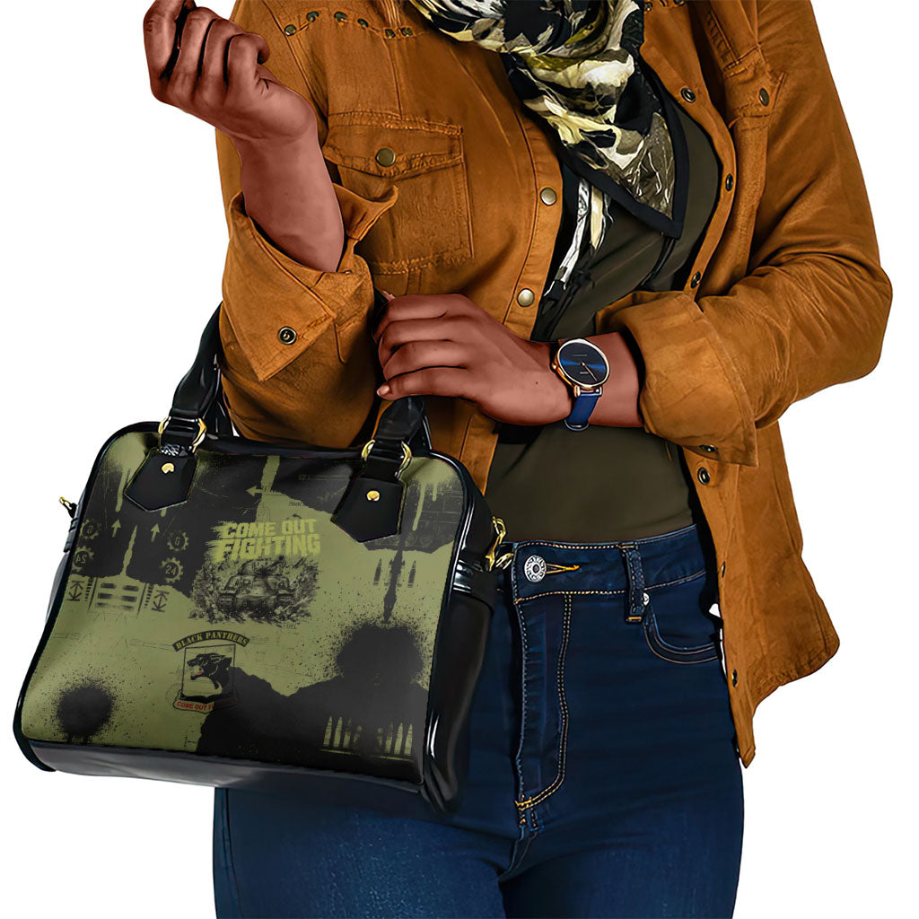 761st Tank Battalion Original Black Panthers Shoulder Handbag Come Out Fighting - Sherman Tank Military - Distressed Scratch