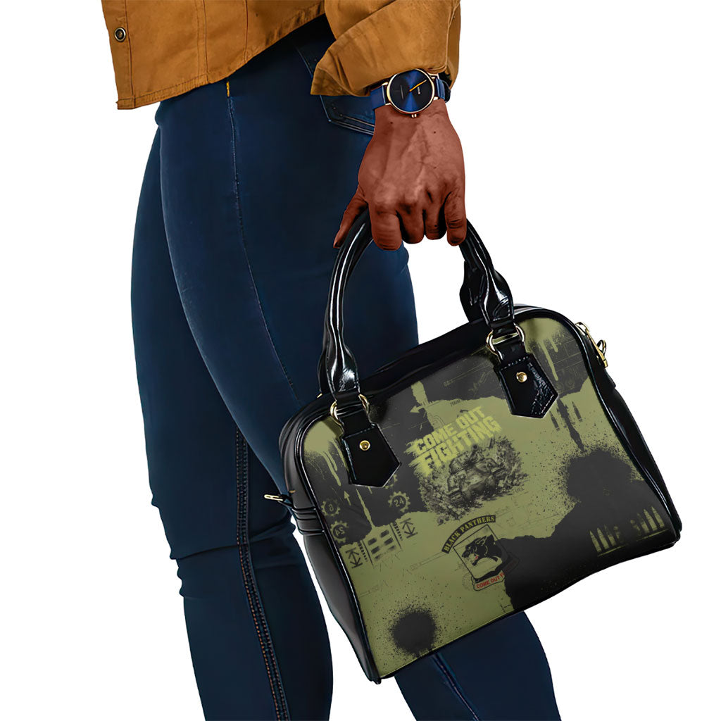 761st Tank Battalion Original Black Panthers Shoulder Handbag Come Out Fighting - Sherman Tank Military - Distressed Scratch