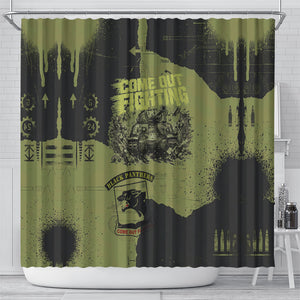 761st Tank Battalion Original Black Panthers Shower Curtain Come Out Fighting - Sherman Tank Military - Distressed Scratch