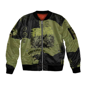 761st Tank Battalion Original Black Panthers Sleeve Zip Bomber Jacket Come Out Fighting - Sherman Tank Military - Distressed Scratch