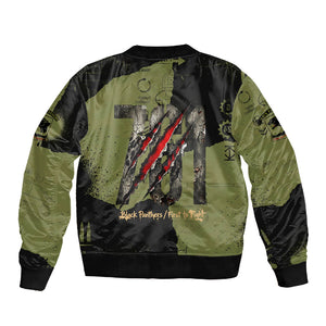 761st Tank Battalion Original Black Panthers Sleeve Zip Bomber Jacket Come Out Fighting - Sherman Tank Military - Distressed Scratch