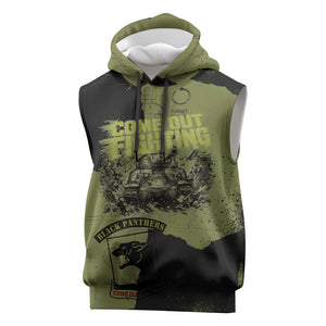 761st Tank Battalion Original Black Panthers Sleeveless Hoodie Come Out Fighting - Sherman Tank Military - Distressed Scratch