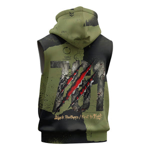 761st Tank Battalion Original Black Panthers Sleeveless Hoodie Come Out Fighting - Sherman Tank Military - Distressed Scratch