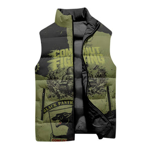 761st Tank Battalion Original Black Panthers Sleeveless Puffer Jacket Come Out Fighting - Sherman Tank Military - Distressed Scratch