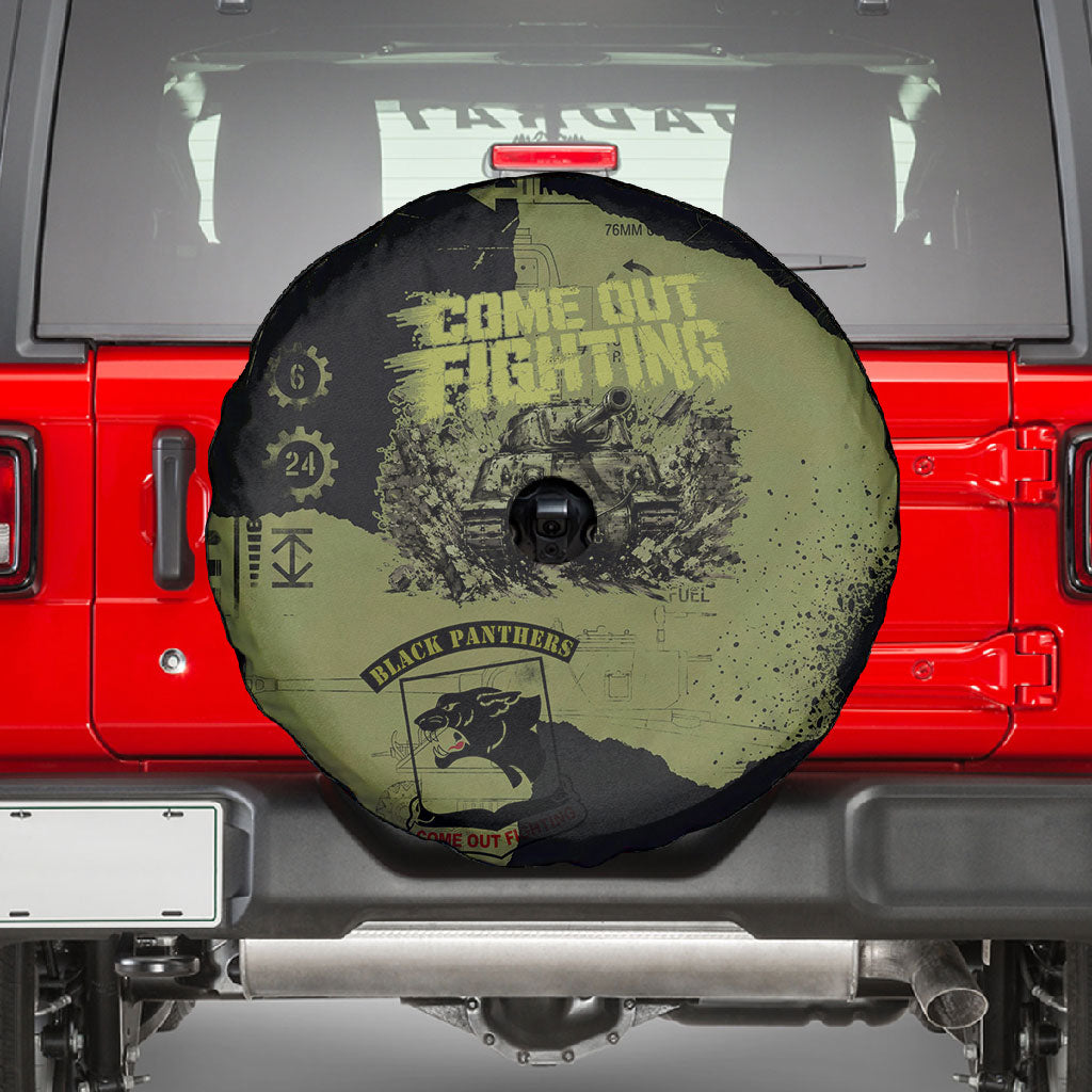 761st Tank Battalion Original Black Panthers Spare Tire Cover Come Out Fighting - Sherman Tank Military - Distressed Scratch
